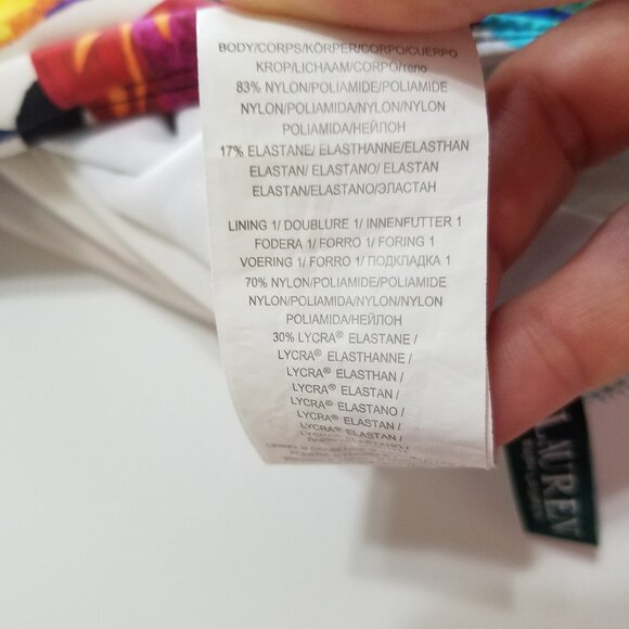 Lauren Ralph Lauren Tropical Leaf Print Swimsuit One Piece Multicolor Size 12 - Picture 10 of 10